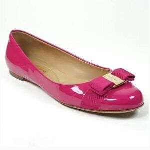 Salvatore Ferragamo Varina Flats, hot pink patent leather, size 8
